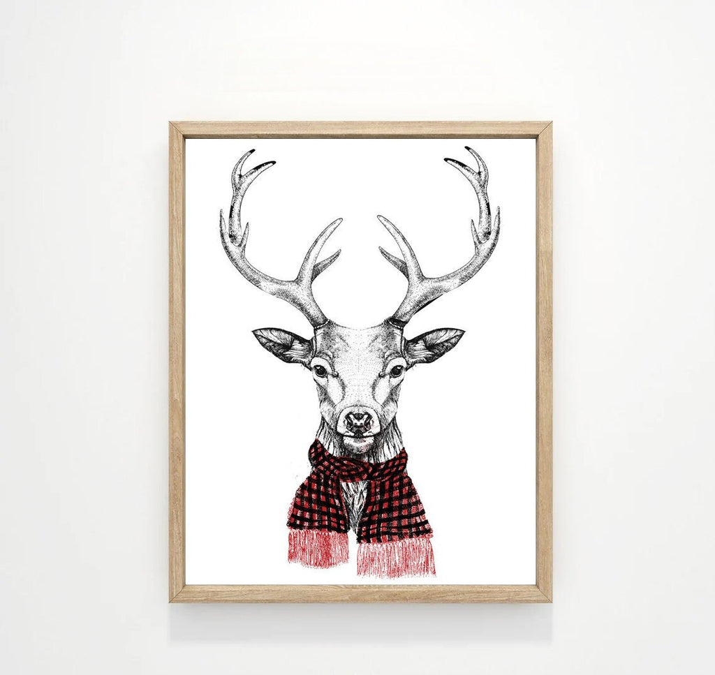 Reindeer Red Scarf Illustration