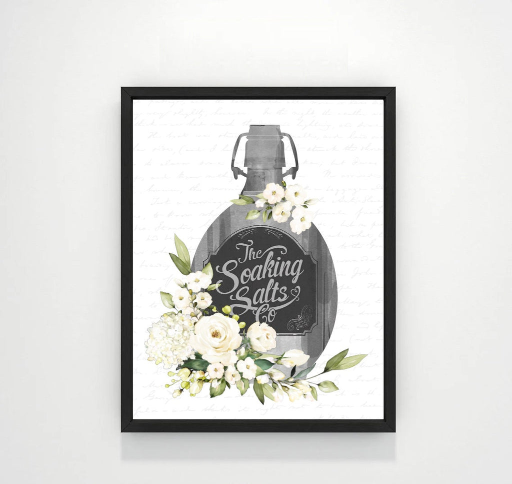 Set of 4 Black & White Bathroom Wall Art: The Cotton Co Truck | Custom Bathroom Wall Decor | Farmhouse Bathroom Decor | Bathroom Signs