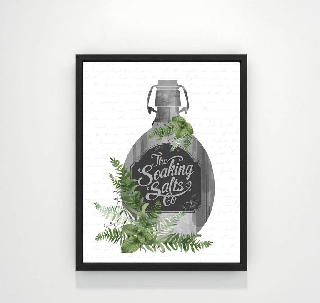Set of 4 BLACK Greenery Bathroom Wall Art: The Cotton Co Truck | Custom Bathroom Wall Decor | Farmhouse Bathroom Decor | Bathroom Signs