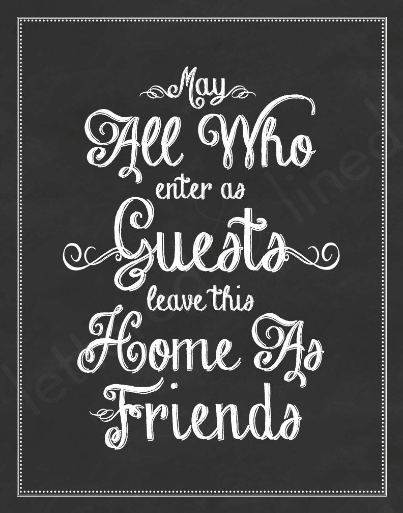 Guest Room Print Set: Guide To Procedures and May All Who Enter As Guests Leave As Friends 