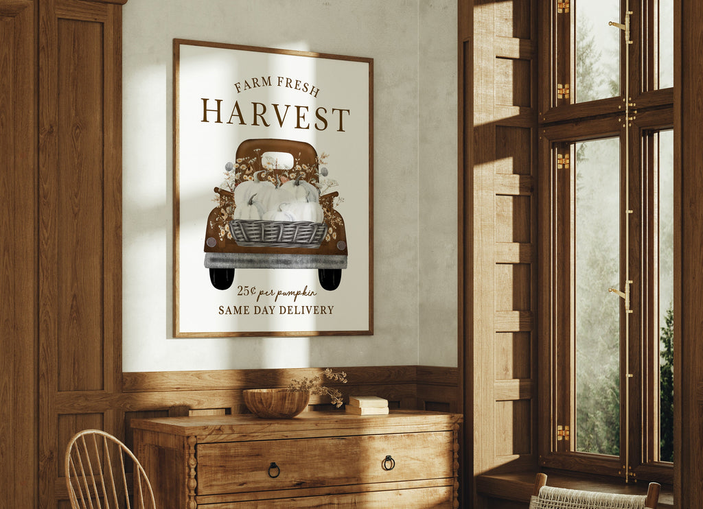 Harvest Co Truck Rust Fall Wall Decor | Fall pumpkin decor | Fall Party Decor | Farmhouse Fall | Autumn Halloween Home | Fall Room Decor |