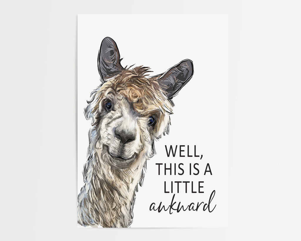 Examples of paper print Set of 4 Custom Bathroom Art: Llama, Cow, Sheep & Donkey | Lettered & Lined