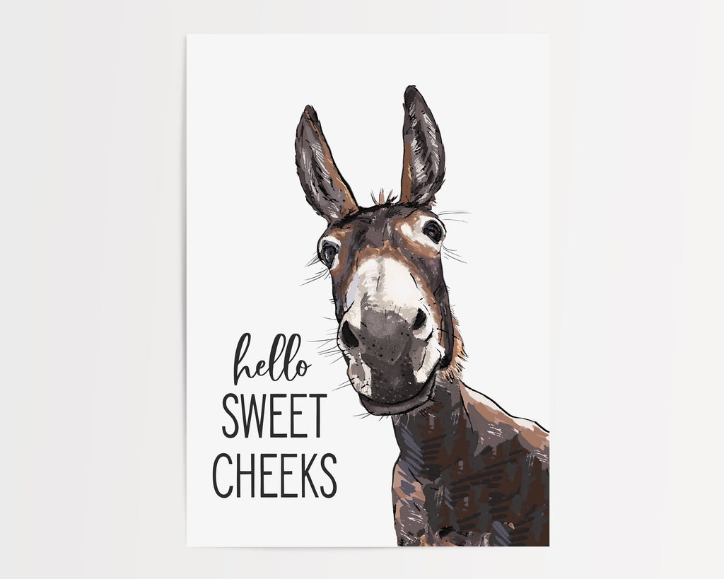 Examples of paper print Set of 4 Custom Bathroom Art: Llama, Cow, Sheep & Donkey | Lettered & Lined