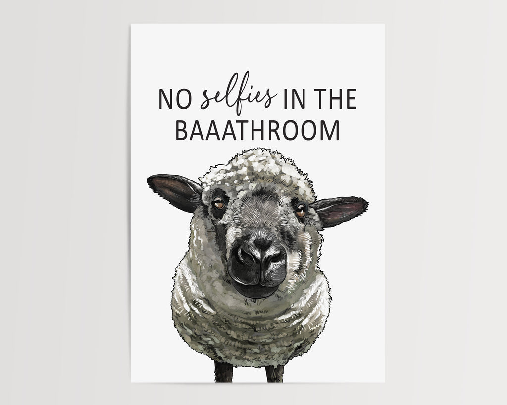 Examples of paper print Set of 4 Custom Bathroom Art: Llama, Cow, Sheep & Donkey | Lettered & Lined