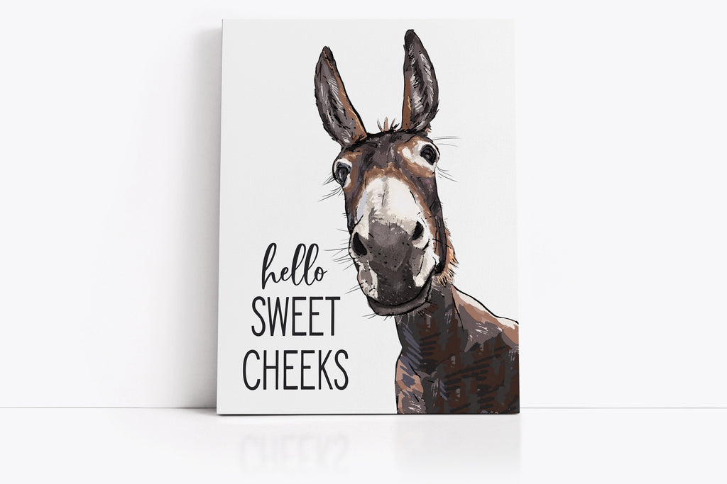 Examples of donkey canvas sign Set of 4 Custom Bathroom Art: Llama, Cow, Sheep & Donkey | Lettered & Lined