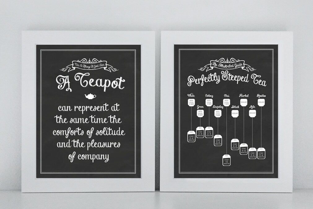 Set of 2 Tea Prints: Perfectly Steeped Tea & Tea Quote, 