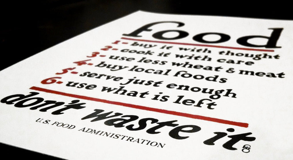 Food Don't Waste It Historic 1917 Print - Lettered & Lined