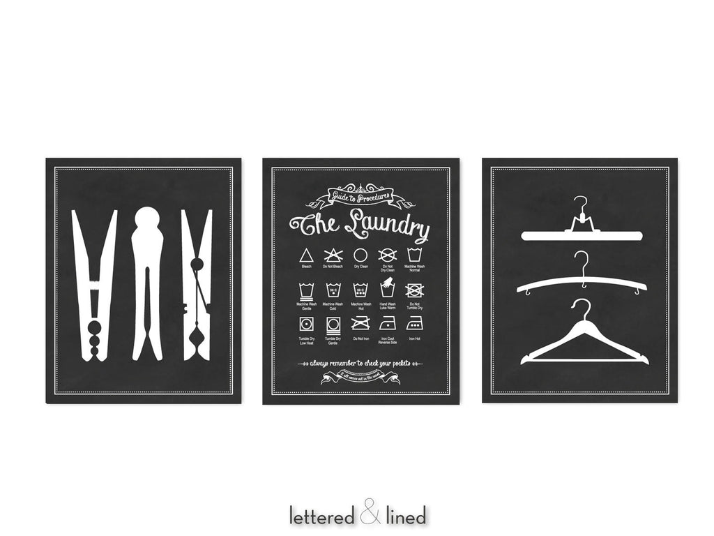 Set of 3 Symbols Hangers Clothespins - Lettered & Lined