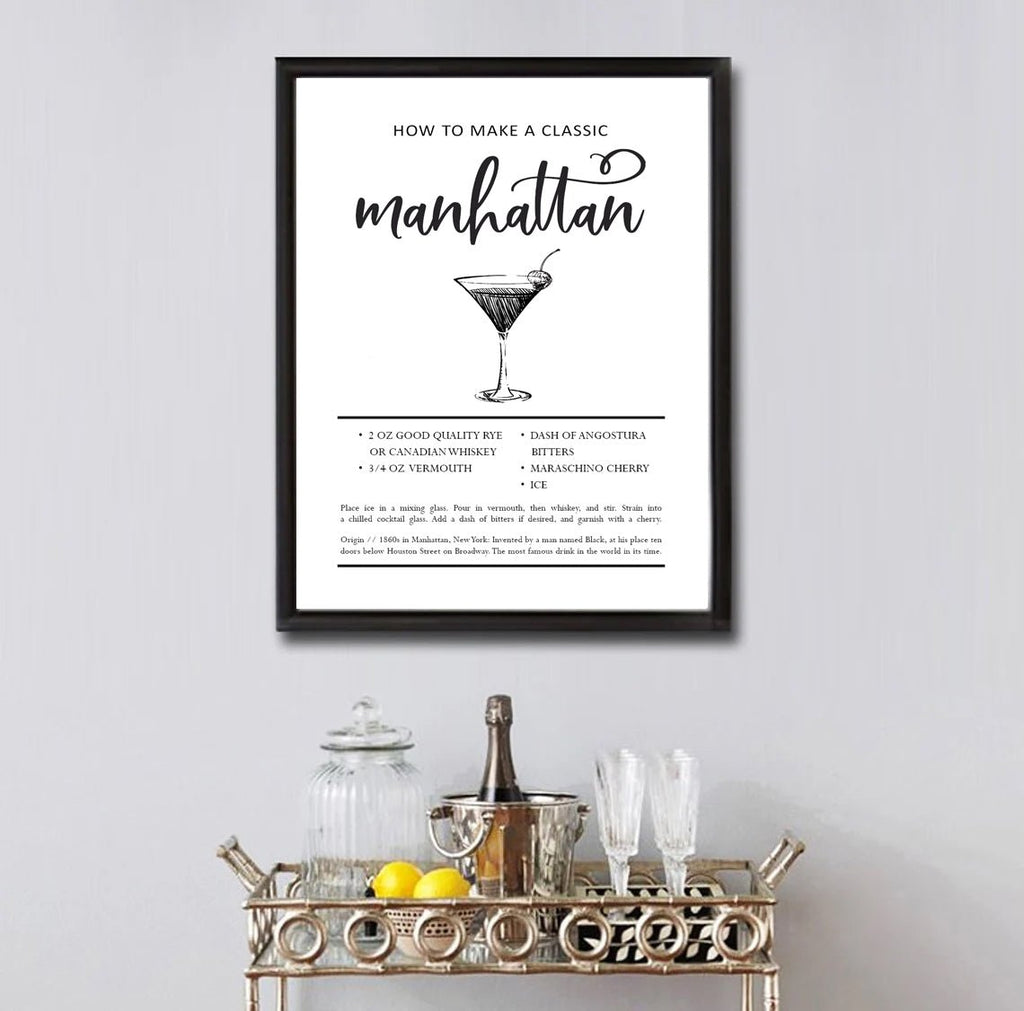 Custom set of any 3 cocktail prints - Lettered & Lined