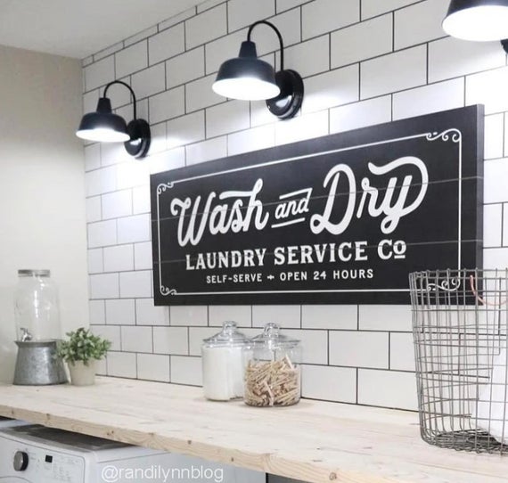 Personalized Wash and Dry Laundry Service Co Sign - Lettered & Lined