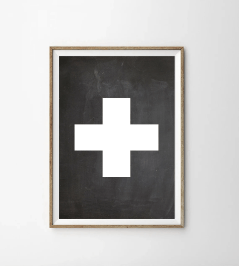 Black & White Swiss Cross - Lettered & Lined